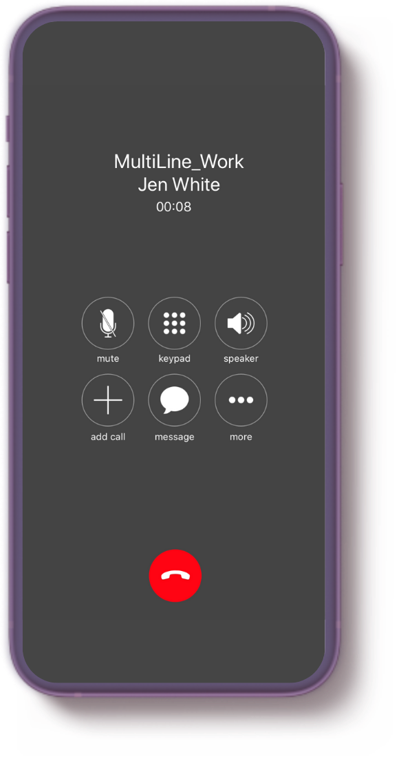 MultiLine ongoing call screen